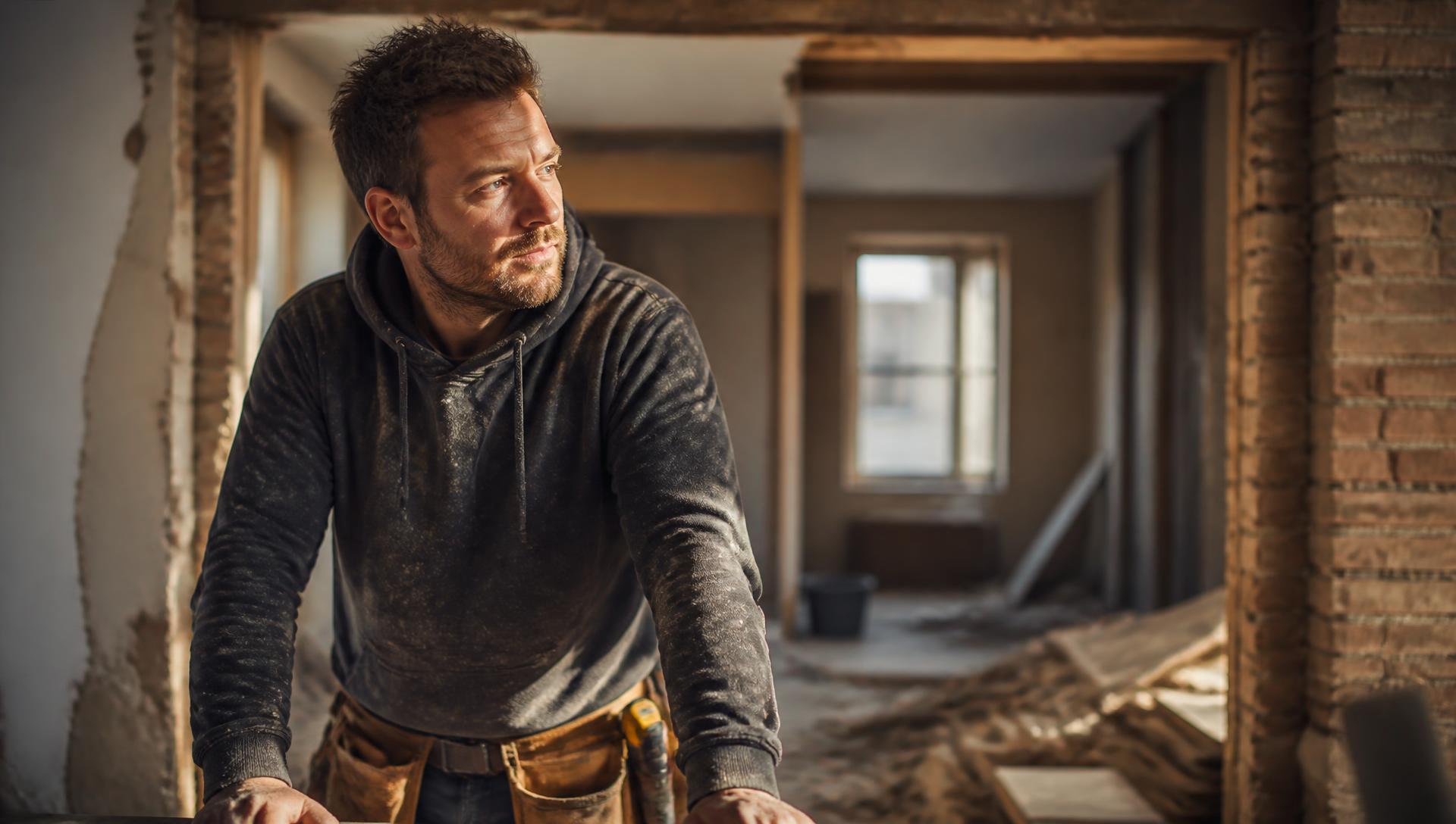A tradesman on a UK renovation site