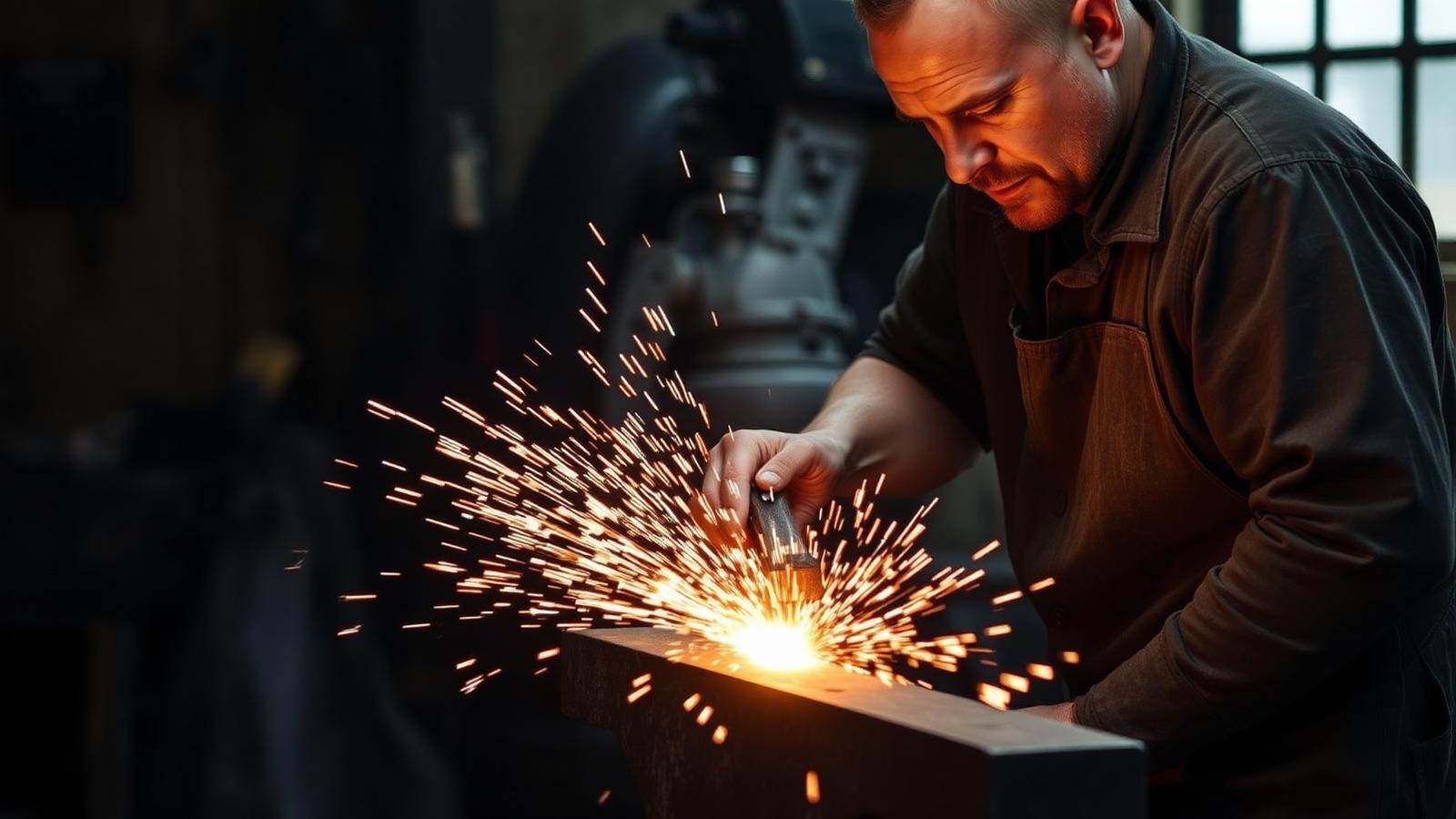 A blacksmith / metal worker at work on a UK job