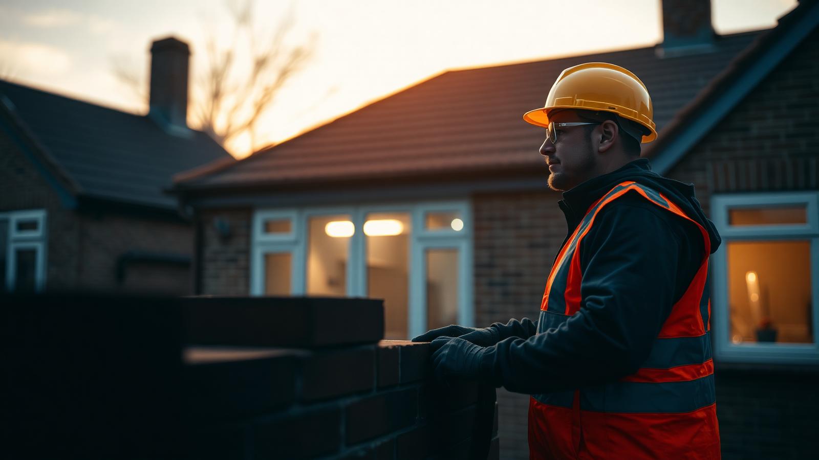 A professional builder at work on a UK job