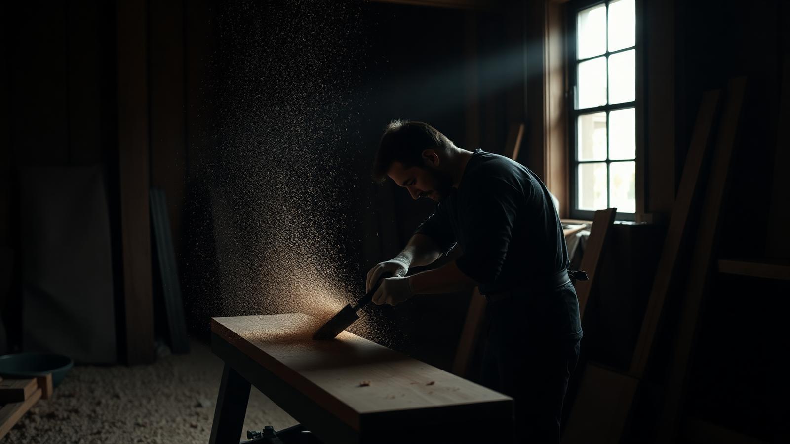 A carpenter / joiner at work on a UK job