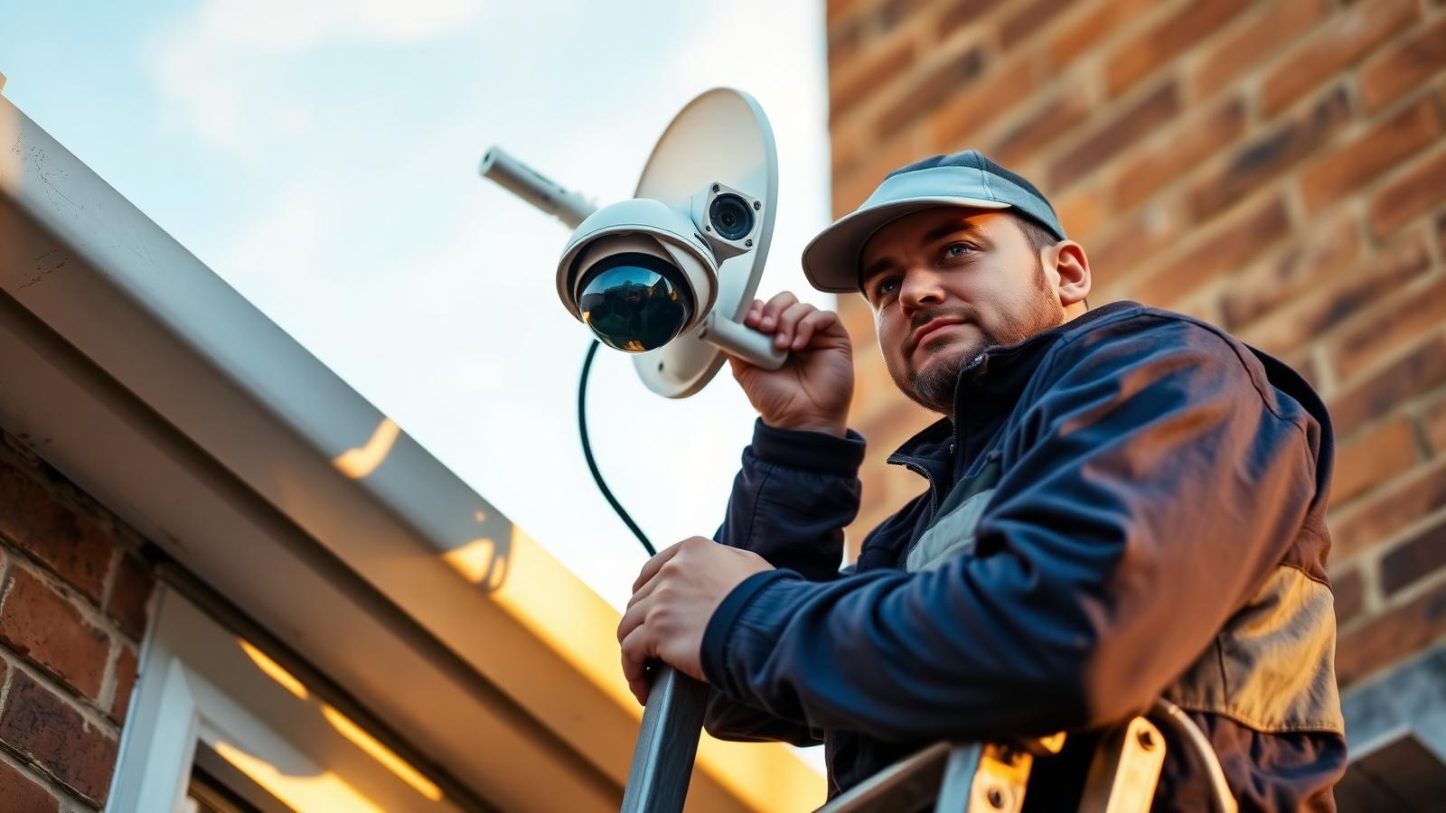 A cctv / satellites / alarms at work on a UK job