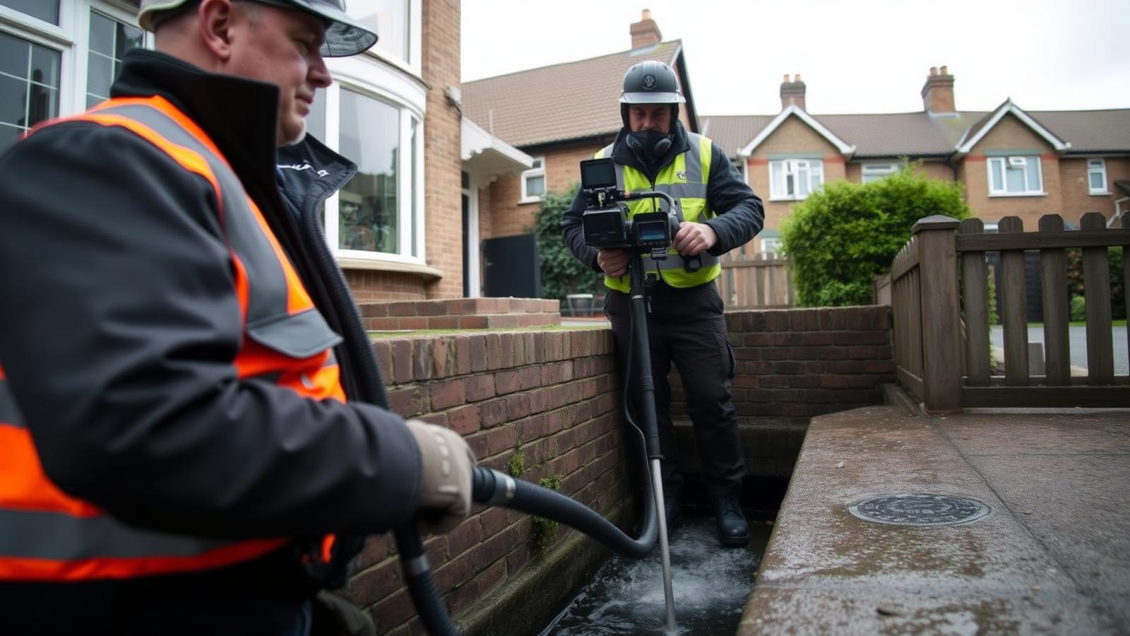 A drainage specialist at work on a UK job
