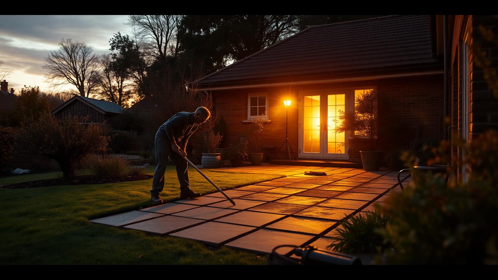 A gardener / landscape gardener at work on a UK job