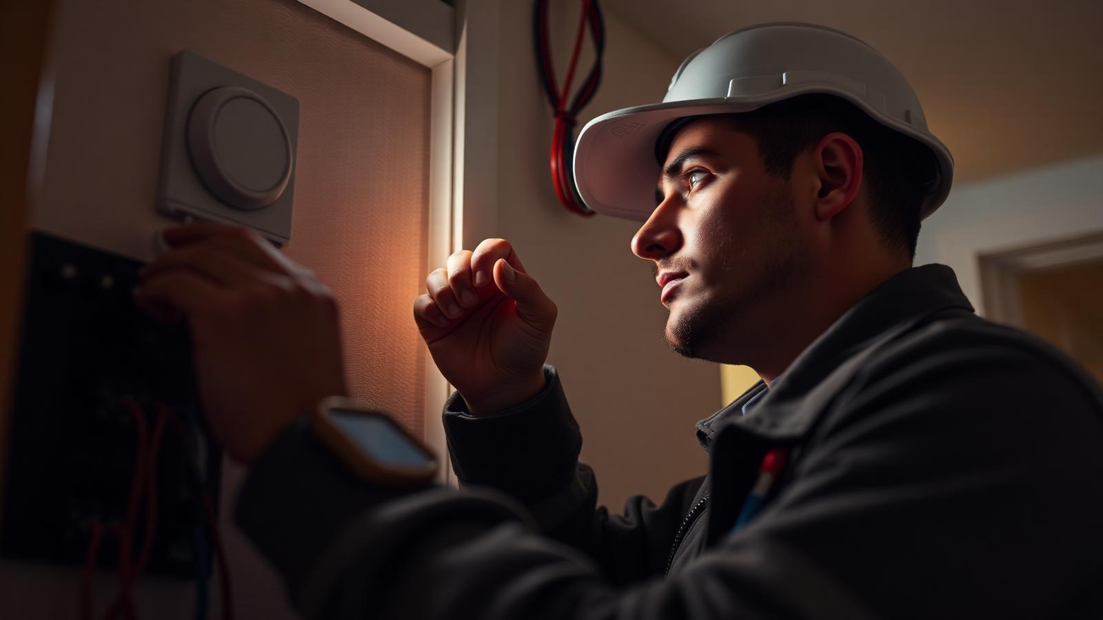 A security systems / alarms at work on a UK job