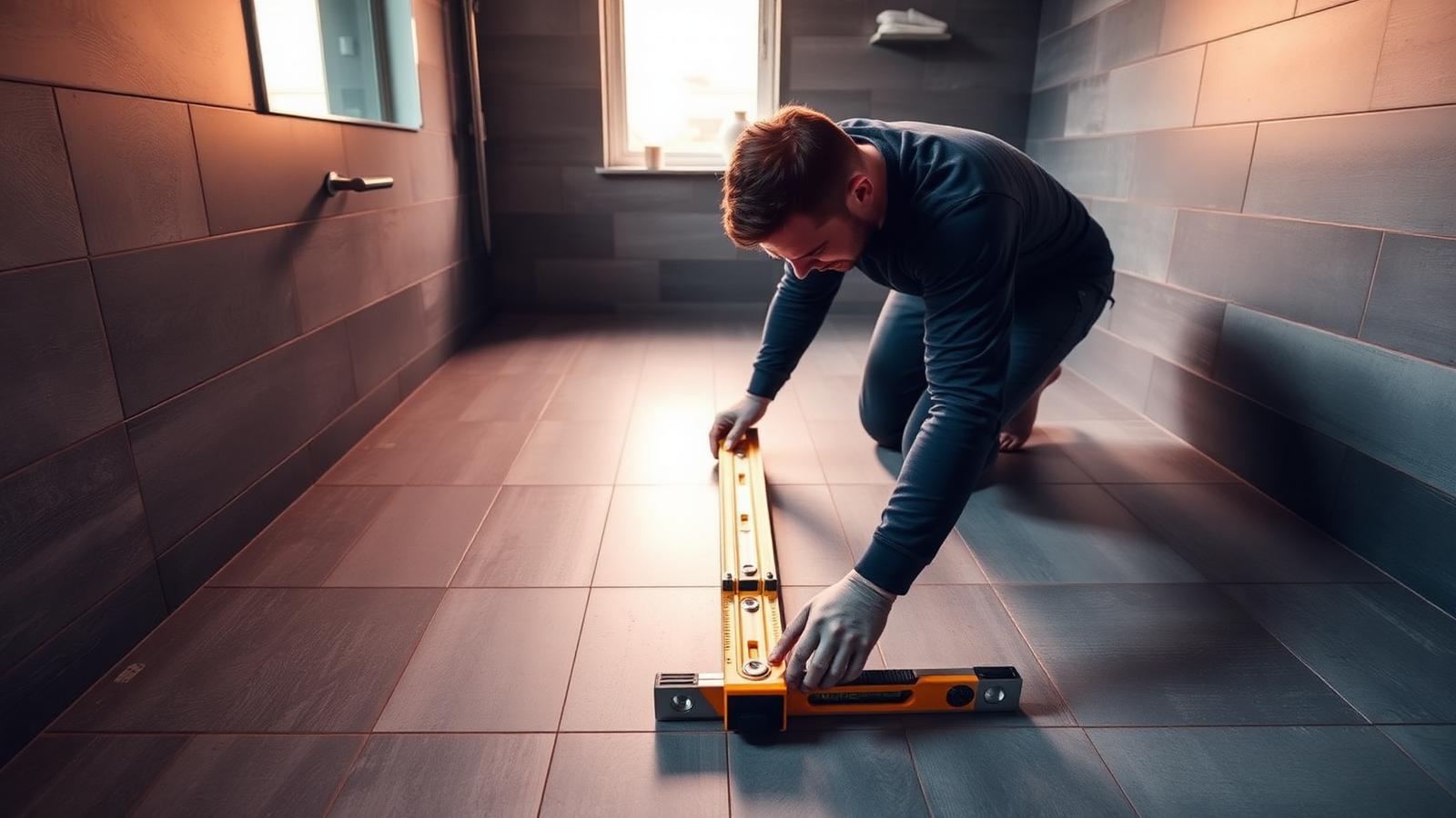 A tiler at work on a UK job